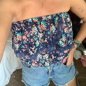 Strapless floral top
